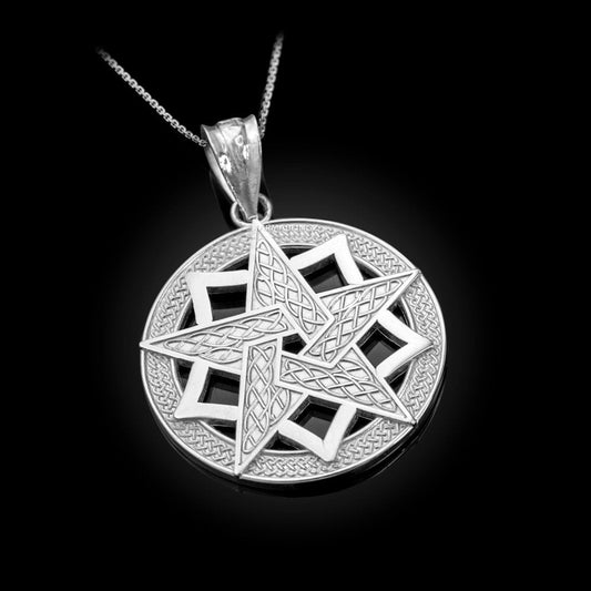 Sterling Silver Pentagram Medallion Pendant Necklace Karma Blingz
