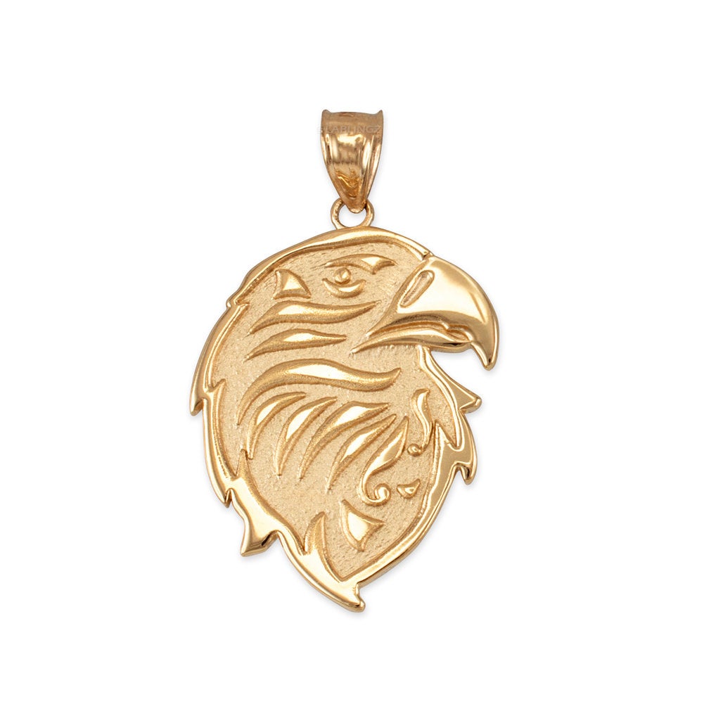 Gold Eagle Head Pendant Necklace (10K, 14K, yellow, white, rose gold) Karma Blingz