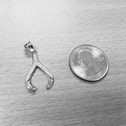 Sterling Silver Wishbone CZ Pendant Necklace Karma Blingz