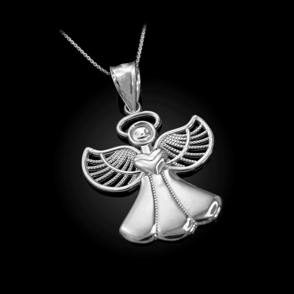 Sterling Silver Love Angel Filigree Pendant Necklace Karma Blingz