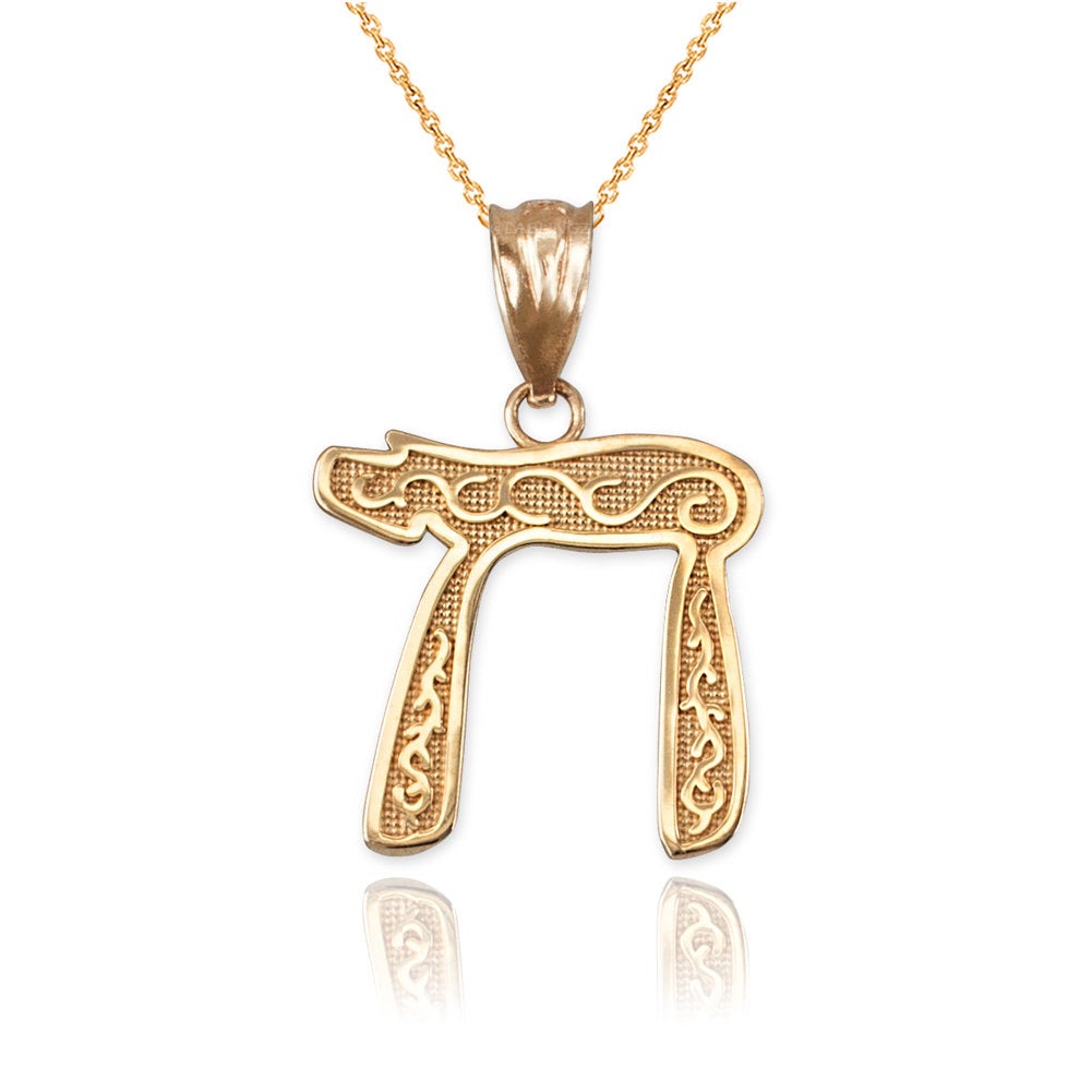 Gold Chai Jewish Pendant Necklace (yellow, white, rose gold, 10K, 14K) Karma Blingz
