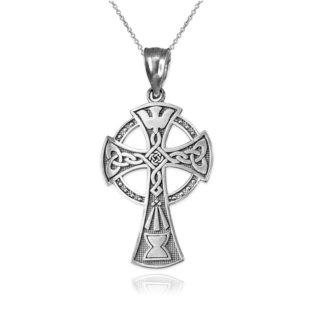 Sterling Silver Celtic Cross Pendant Necklace Karma Blingz