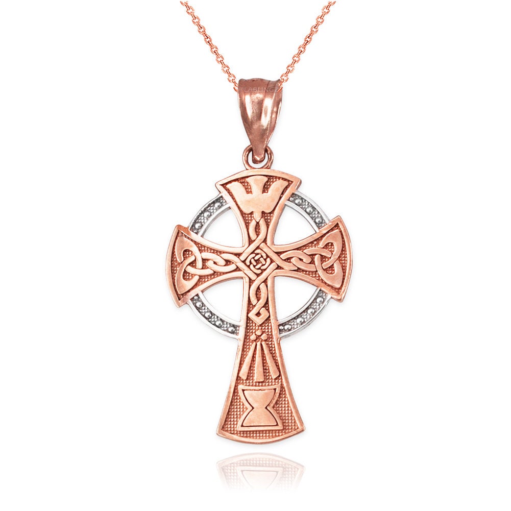 Gold Celtic Cross Pendant Necklace (yellow, white, rose gold, 14k, 10k) Karma Blingz