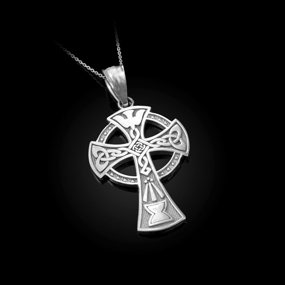 Sterling Silver Celtic Cross Pendant Necklace Karma Blingz