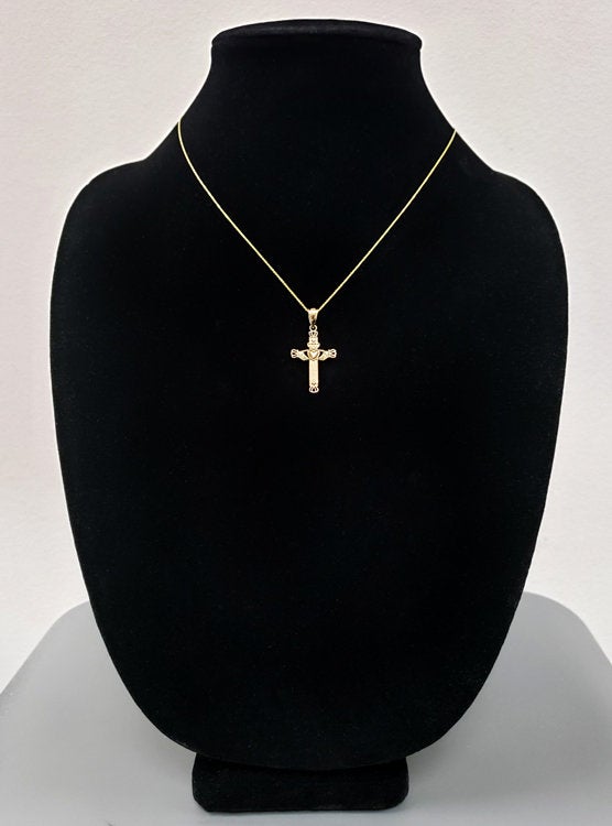 Gold Irish Claddagh Cross Pendant Necklace (yellow, white, rose gold, 14k, 10k) Karma Blingz