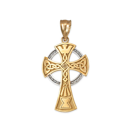 Gold Celtic Cross Pendant Necklace (yellow, white, rose gold, 14k, 10k) Karma Blingz