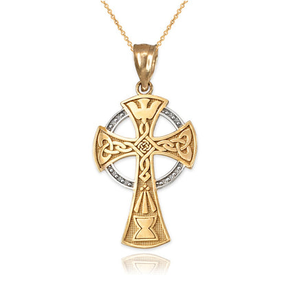 Gold Celtic Cross Pendant Necklace (yellow, white, rose gold, 14k, 10k) Karma Blingz