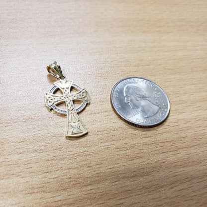Gold Celtic Cross Pendant Necklace (yellow, white, rose gold, 14k, 10k) Karma Blingz