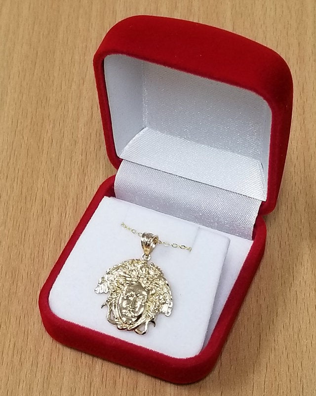 Yellow Gold Medusa Charm Necklace (10k, 14k,) Karma Blingz