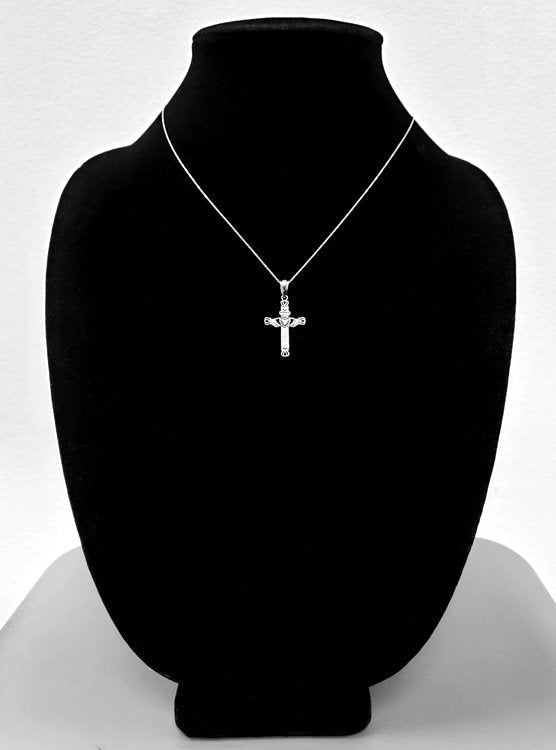 Sterling Silver Irish Claddagh Cross Pendant Necklace Karma Blingz