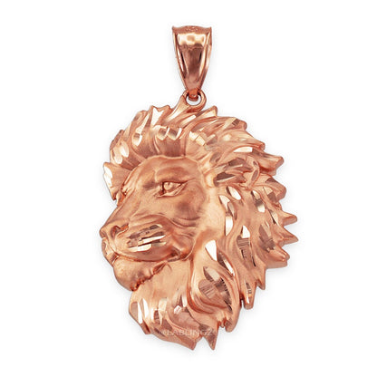 Gold Lion Face Satin DC Leo Pendant S/L (yellow, white, rose gold, 10k, 14k) Karma Blingz