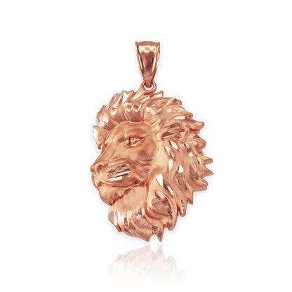Gold Lion Face Satin DC Leo Pendant S/L (yellow, white, rose gold, 10k, 14k) Karma Blingz