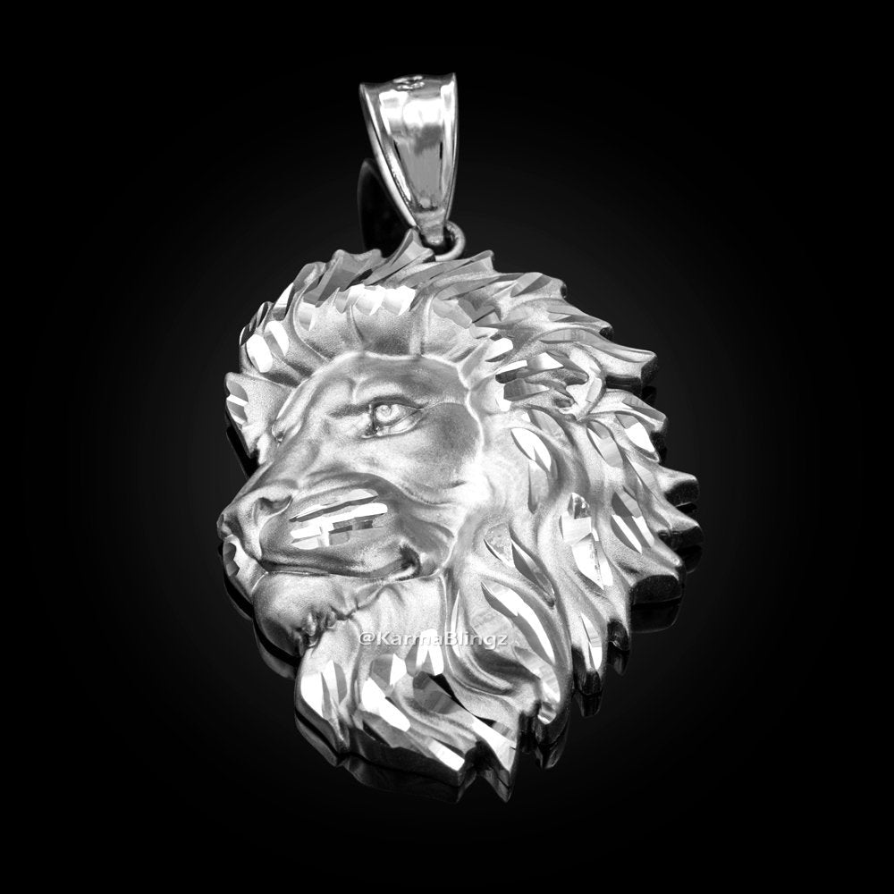 Sterling Silver Lion Face Satin DC Leo Pendant (S/L) Karma Blingz