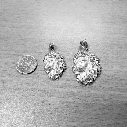 Gold Lion Face Satin DC Leo Pendant S/L (yellow, white, rose gold, 10k, 14k) Karma Blingz