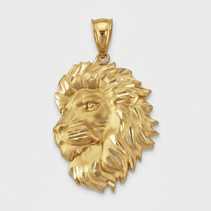 Gold Lion Face Satin DC Leo Pendant S/L (yellow, white, rose gold, 10k, 14k) Karma Blingz
