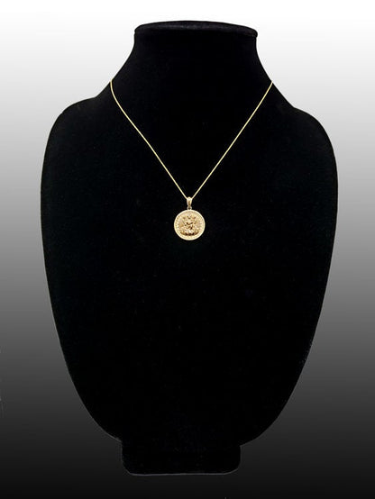 Gold Hindu Goddess Lakshmi (Luxmi) Coin Pendant Necklace (yellow, white, rose, 2-tone, 10K, 14K) Karma Blingz