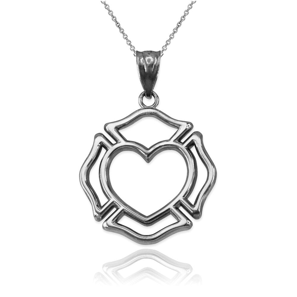 Sterling Silver Firefighter Charm Claddagh Heart Pendant Necklace Karma Blingz