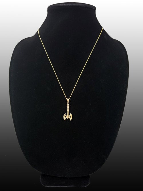 Gold Viking Tomahawk Axe Pendant Necklace (10k, 14k, yellow, white, rose gold) Karma Blingz