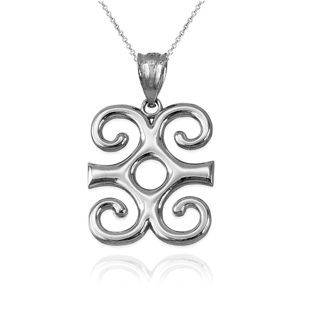 Sterling Silver African Adinkra Dwennimmen Pendant Necklace Karma Blingz