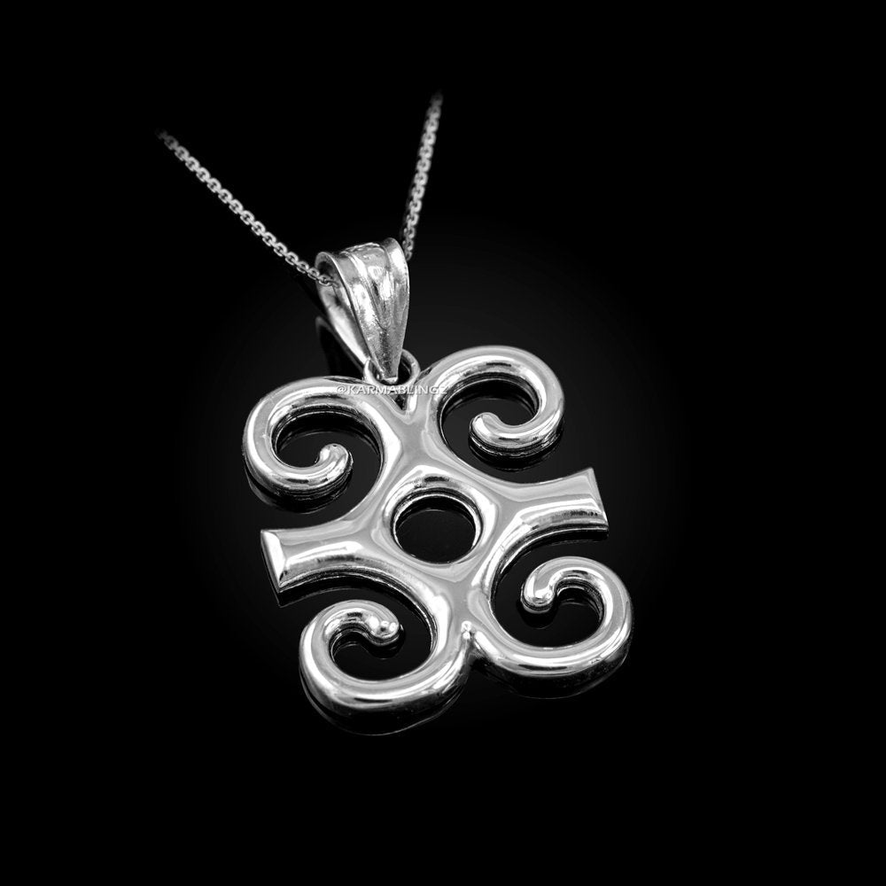 Sterling Silver African Adinkra Dwennimmen Pendant Necklace Karma Blingz