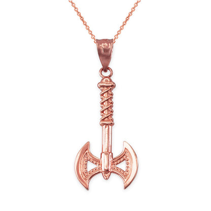 Gold Viking Tomahawk Axe Pendant Necklace (10k, 14k, yellow, white, rose gold) Karma Blingz