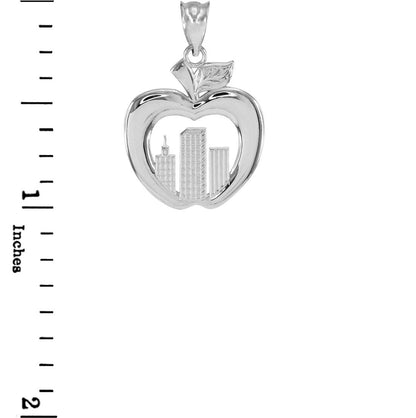 Gold New York City Big Apple Pendant Necklace (14K, 10K, yellow, white, rose gold) Karma Blingz