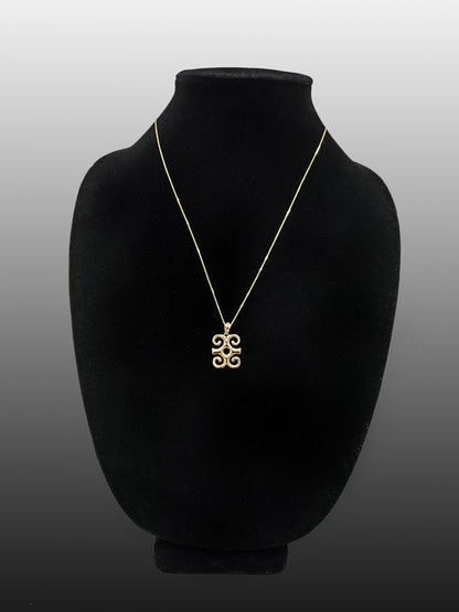 Gold African Adinkra Dwennimmen Pendant Necklace (14K, 10K, yellow, white, rose gold) Karma Blingz