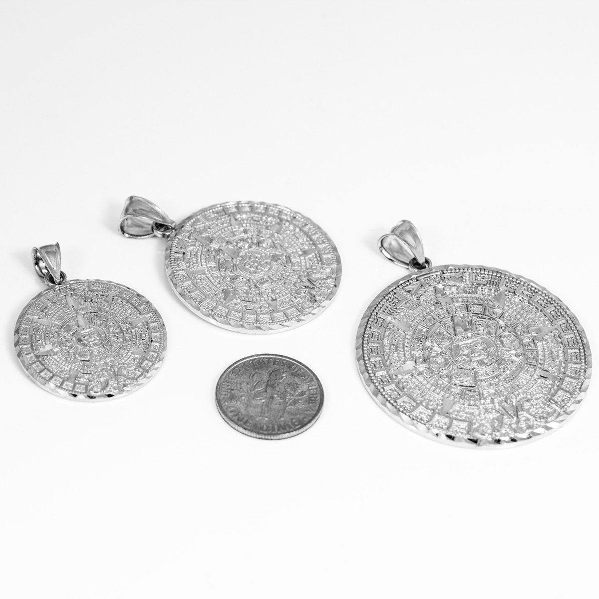 Sterling Silver Aztec Mayan Sun Calendar Pendant (small, medium, large) Karma Blingz