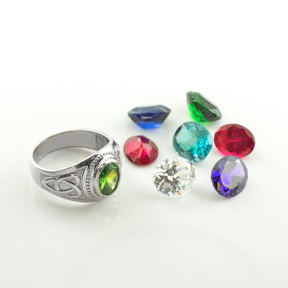 Silver Celtic Ring 925 Sterling Silver Clear CZ Mens Celtic Ring Karma Blingz