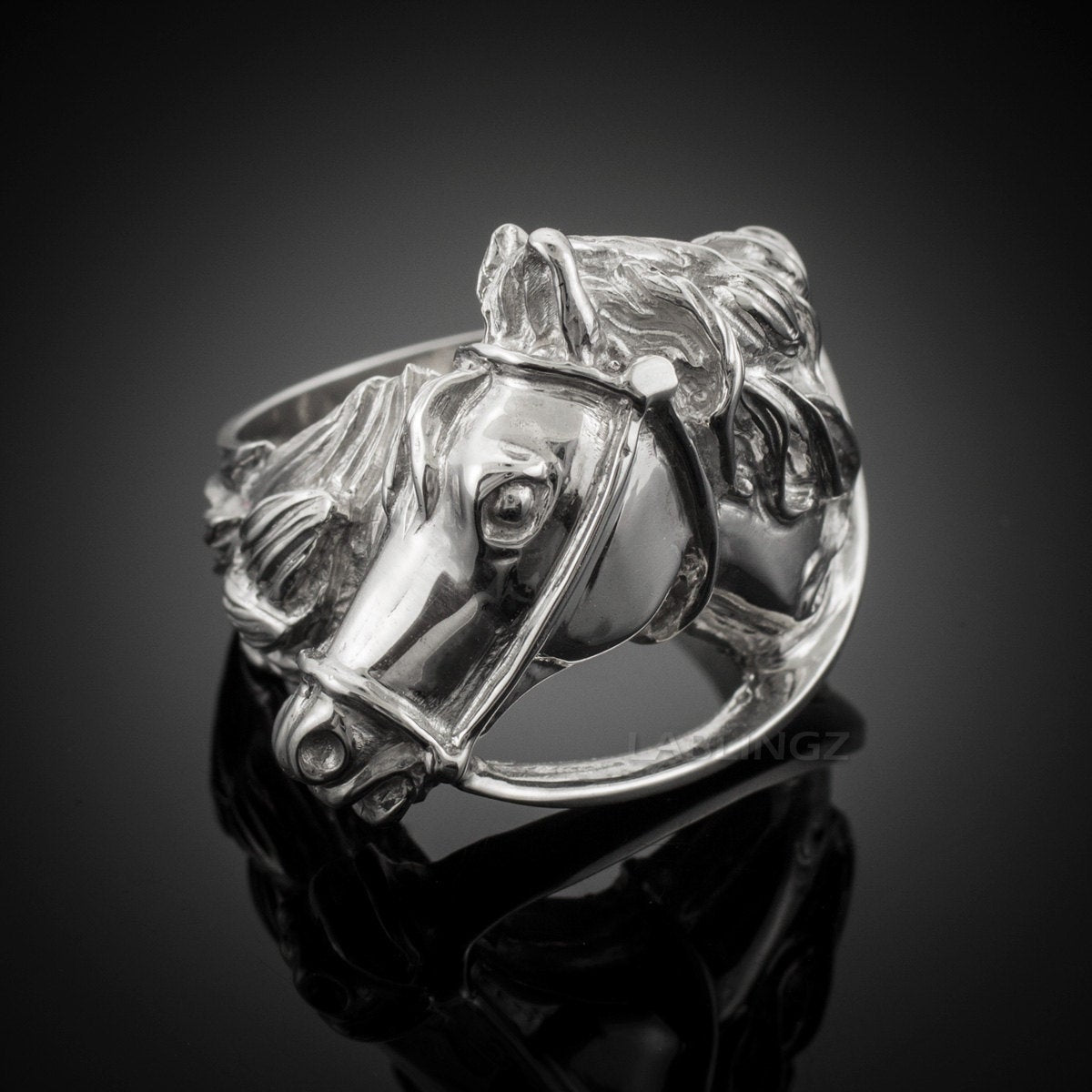 Solid Sterling Silver Horse Head Men's Ring Karma Blingz