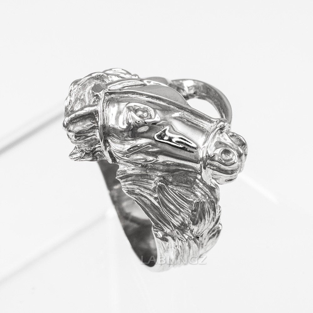 Solid Sterling Silver Horse Head Men's Ring Karma Blingz