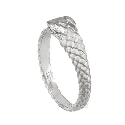 Sterling Silver Ouroboros Tail Eating Snake Ring Band Karma Blingz