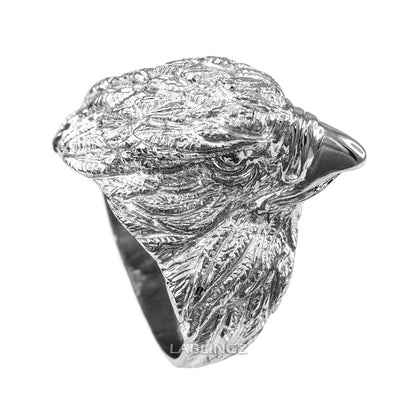 Sterling Silver American Eagle Head Men's Statement Ring Karma Blingz