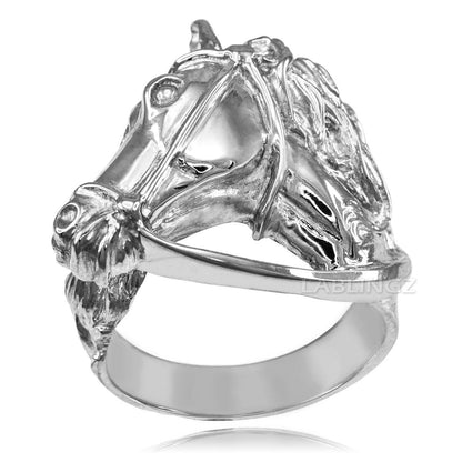 Solid Sterling Silver Horse Head Men's Ring Karma Blingz