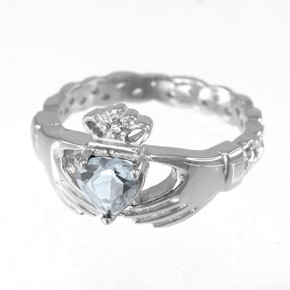 Silver Claddagh Ring - Clear CZ Irish Claddagh Ring - Celtic Band Claddagh Ring Karma Blingz