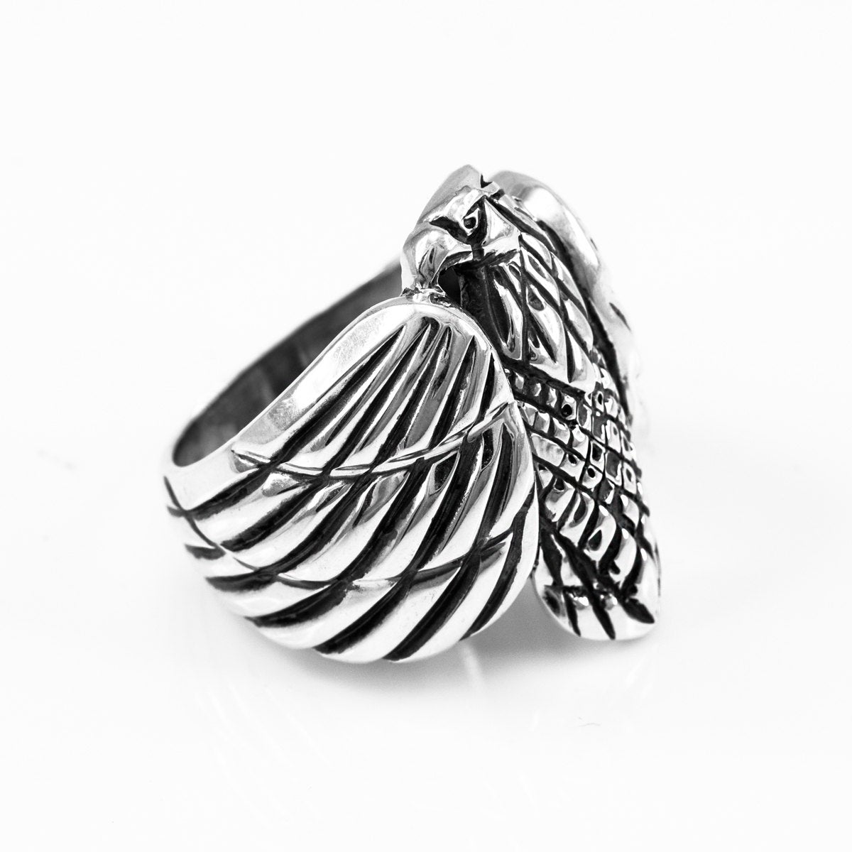 Silver Eagle Ring - Solid Sterling Silver American Eagle Men's Ring Karma Blingz