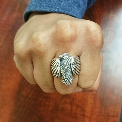Silver Eagle Ring - Solid Sterling Silver American Eagle Men's Ring Karma Blingz