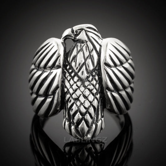 Silver Eagle Ring - Solid Sterling Silver American Eagle Men's Ring Karma Blingz