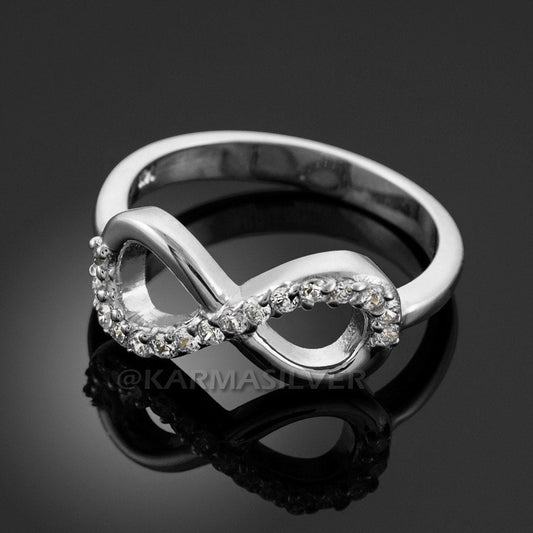 Solid Sterling Silver Infinity CZ Ring Karma Blingz