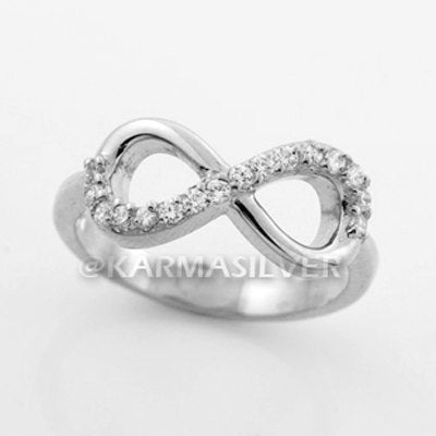 Solid Sterling Silver Infinity CZ Ring Karma Blingz