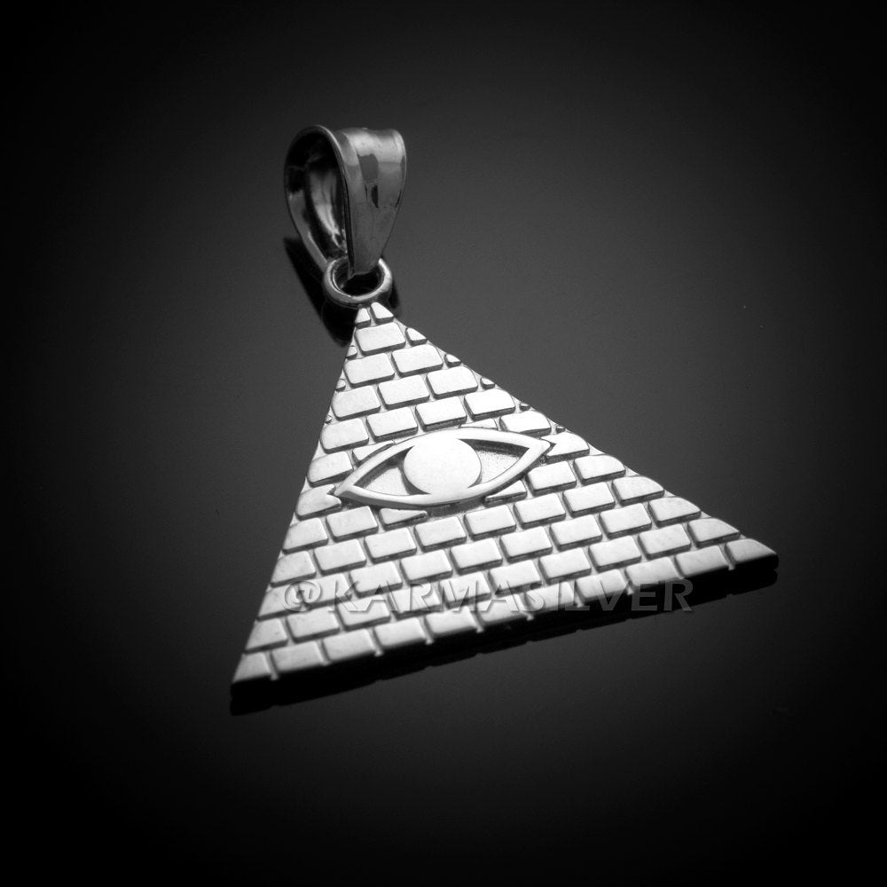Sterling Silver Illuminati All Seeing Eye Pendant Necklace Karma Blingz