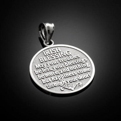 Sterling Silver Irish Blessing Celtic Cross Reversible Necklace Karma Blingz