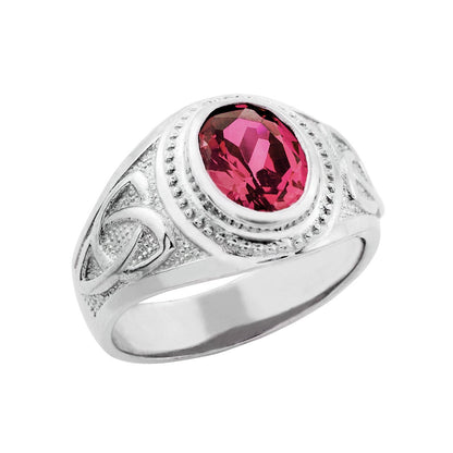 Silver Celtic Ring 925 Sterling Silver Alexandrite CZ Mens Celtic Ring Karma Blingz
