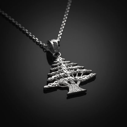 Sterling Silver Lebanon Cedar Tree Charm Necklace Karma Blingz