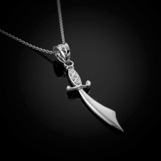 Sterling Silver Scimitar Sword Pendant Necklace Karma Blingz