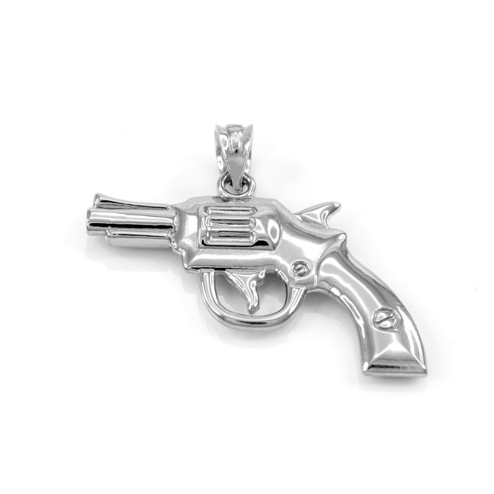 Sterling Silver Revolver Pistol Pendant Necklace Karma Blingz