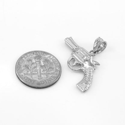 Sterling Silver Revolver Pistol Gun Pendant Necklace Karma Blingz