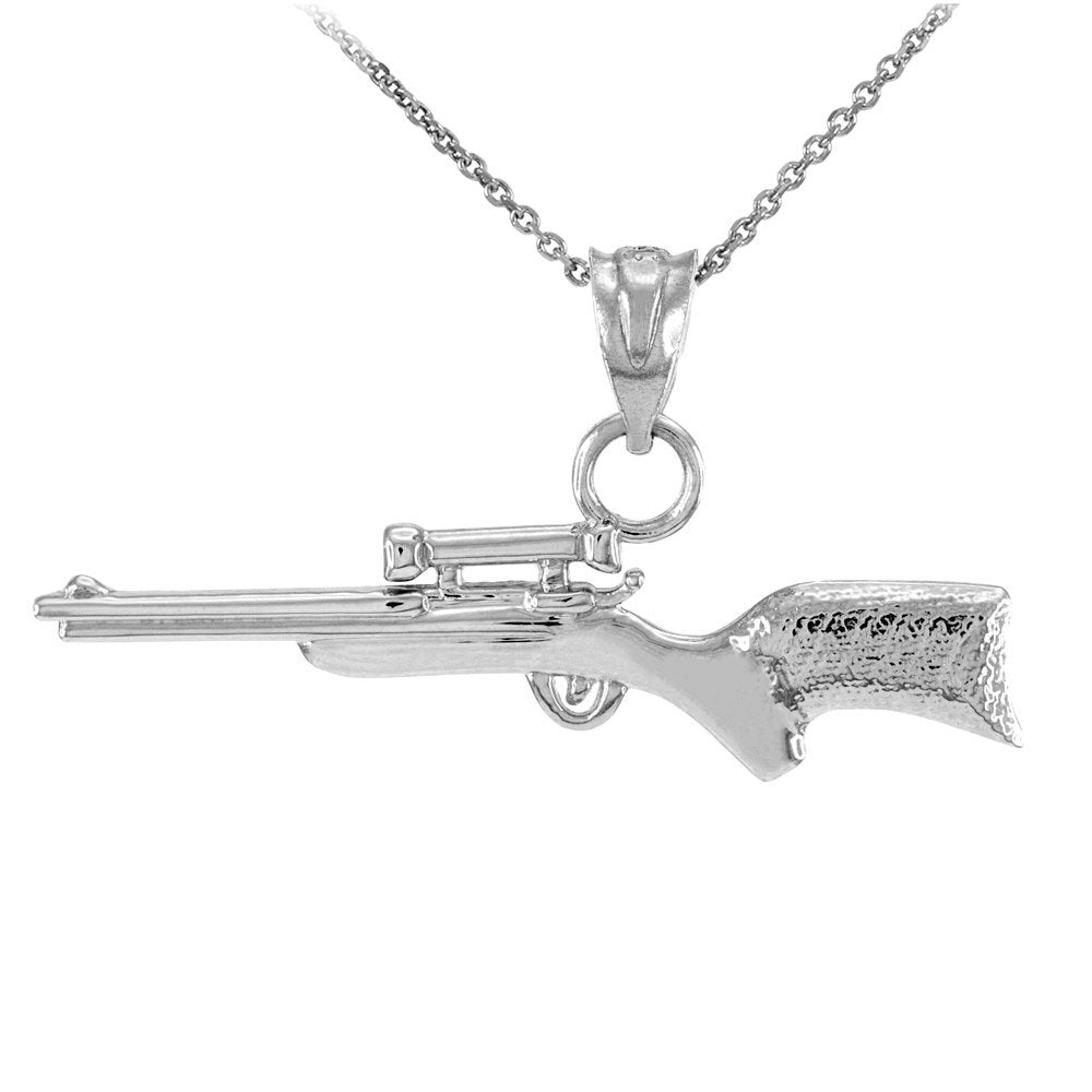 Sterling Silver Sniper Rifle Gun Pendant Necklace Karma Blingz
