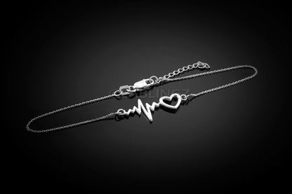 14K White Gold Heartbeat Bracelet Karma Blingz