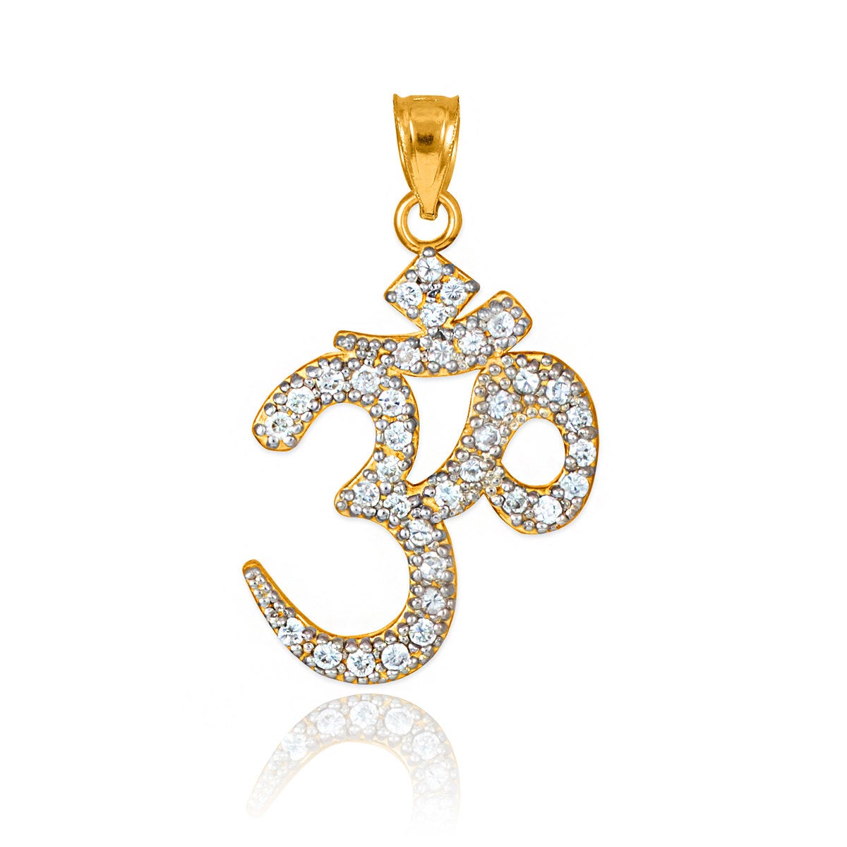 14K Diamond Studded Om Yoga Pendant Necklace (yellow, white, rose gold) Karma Blingz